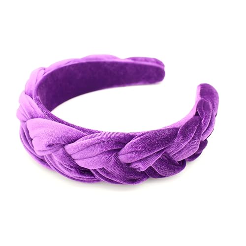 Purple Headbands for Women, Braided Headband Velvet Padded Hair bands, Cute Hair Accessories for Women