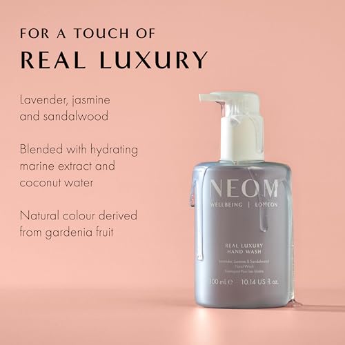 Neom Real Luxury Hand Wash Refill, 600ml I 24 essential oils, including lavender, jasmine and sandalwood I 100% recyclable 600ml refill pouch I Cleanse, Soften and Replenish