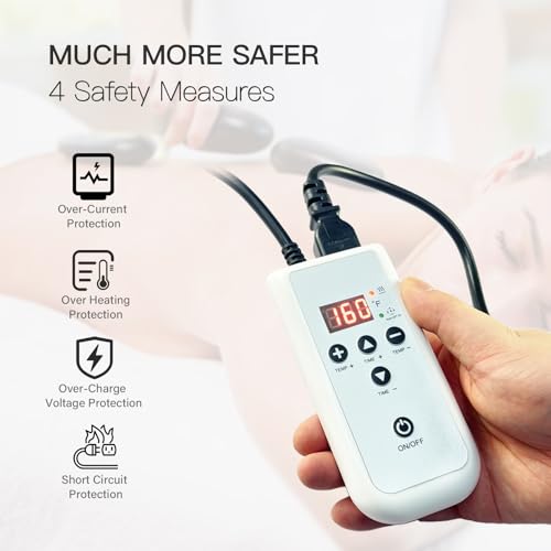 Hot Bamboo Massage Warmer Bag w/ 8 PCS Warm Bamboo Sticks, Portable Professional Electric Heater for Stone, Digital Temperature Controller