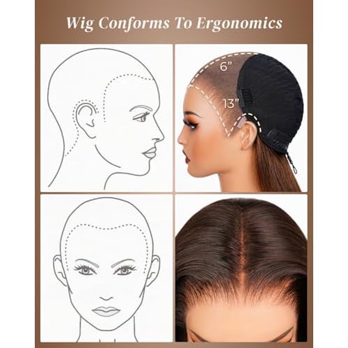 Arabella Pre Everything 13x6 Full Lace Body Wave Glueless Wig Human Hair Pre Plucked Pre Cut Omber Highlight Dark Brown 230% Density Lace Bleached Knots Ready to Go Wig 20 inch