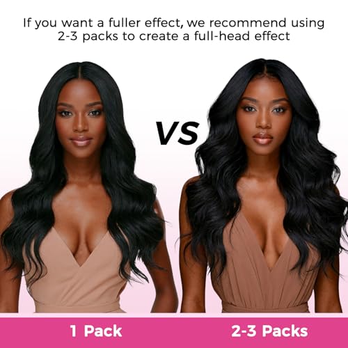 Lashey Invisi Edge Clip in Hair Extensions, 7pcs 110g 20 Inch Natural Black Seamless Clip in Hair Extensions Human Hair Body Wave Real Remy Human Hair