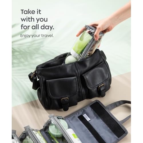Small Roll Up Toiletry Bag for Traveling Women - Travel Makeup Bag with 4 Removable Compartments - Hanging Toiletry Bag - Cosmetic Travel Bag - Medicine Bag - TSA Approved Toiletry Bag