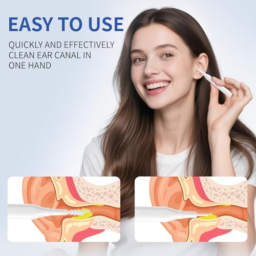 2025 Ear Wax Removal Tool, Multifunctional Spiral Ear Cleaner, Q Grips Earwax Cleaning Tool with 9 Replacement Tips, Washable Ear Wax Removal Kit for Deep Cleaning Ear Picks