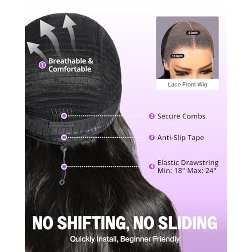 13x6 HD Lace Front Wigs Human Hair 220% Density Glueless Wigs Human Hair Pre Plucked Pre Cut Upgrade Ear-to-Ear Frontal Straight Wigs for Women Glueless Drawstring Wig with Tapes 22 Inch