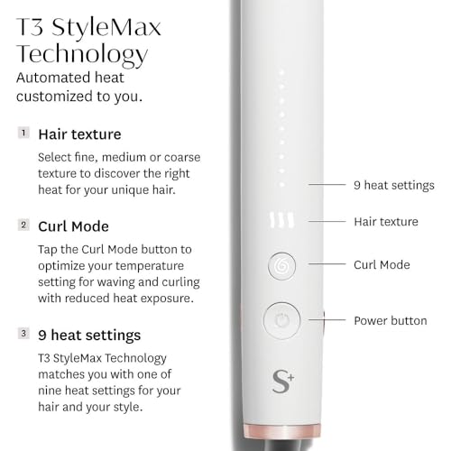 T3 SinglePass StyleMax Professional 1" Ceramic Flat Iron with Custom Heat Automation, 9 Heat Settings, Longer Ceramic Plates, for Straightening, Waving, Curling & Styling