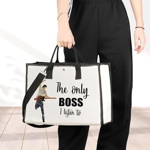 JNIAP Singer Fans Cosmetic Makeup Bag Rock Music Lover Gifts The Only Boss I Listen To Music Zipper Pouch Bag Singer Merchandise (only boss tote)