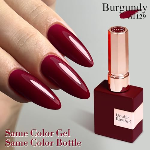 Double Rhythm 15ML Gel Nail Polish Pure Sheer Same Color Same Bottle Soak Off Gel Polish Art Manicure Salon DIY at Home for Women (Burgundy-A1129)
