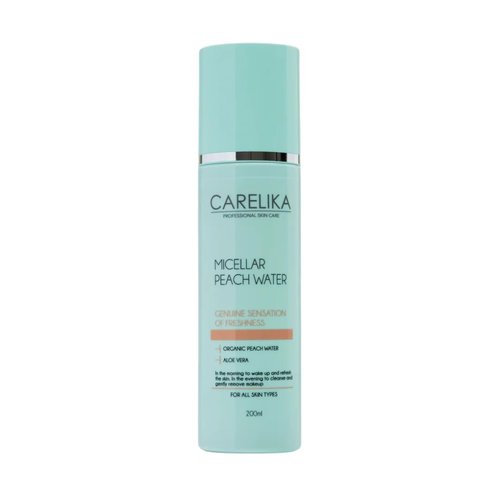 CARELIKA Micellar Peach Water – Gentle Makeup Remover & Aloe-Enriched Facial Cleanser for All Skin Types, 200ml