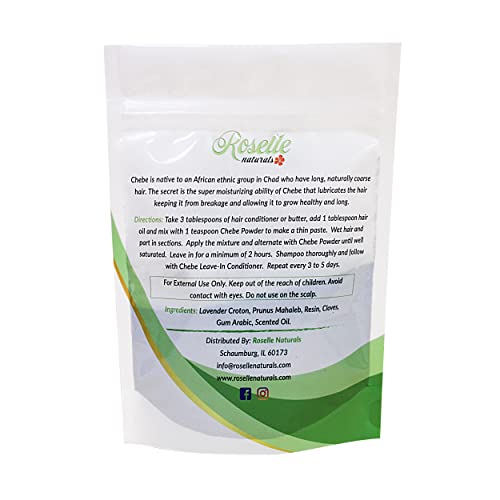 Roselle Naturals Chebe Powder for Hair Growth Imported from Chad, Africa 60g - African Chebe Hair Powder Organic, Hair Treatment Mask, Deep Moisturizing Hair Growth