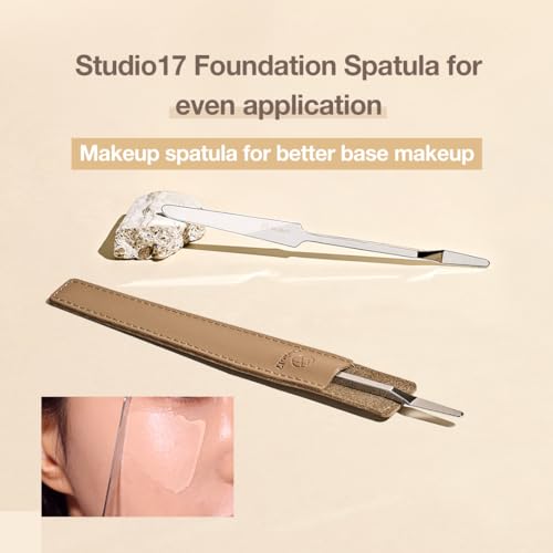 Foundation Spatula Made of Stainless Steel | Professional Makeup Spatula for Even Application of Foundation | Double Edged Spatula for Small Area of Face | Pouch Included for Clean Storage