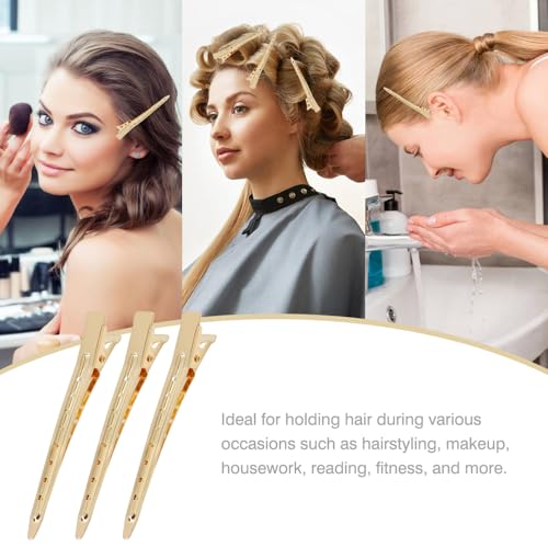 40 Pieces 9cm/3.5" Gold Metal Hair Salon Alligator Hair Styling Clips with Holes Duckbill Hair Sectioning Clips Hair Barrettes Accessories for Women Girls Teens