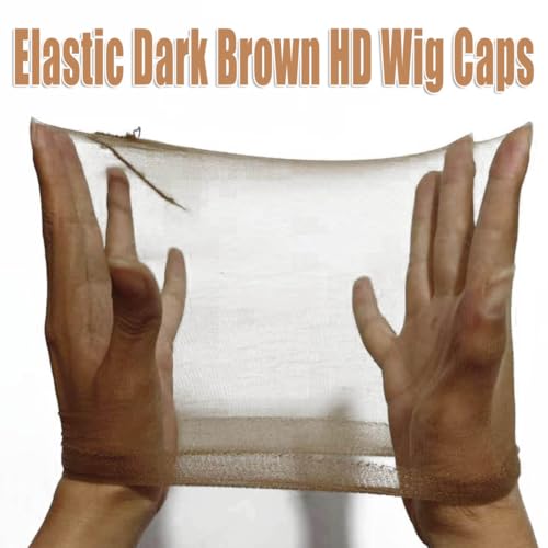 10 Pcs Dark Brown Transparent HD Wig Cap, Thin Nylon Cap for Women, Suitable for Parties, Weddings, Graduations, Cosplay, Halloween
