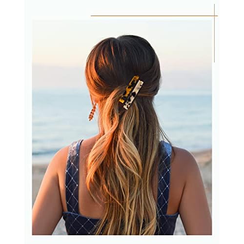 Hair Barrettes for Women, 8 Pcs Barrettes for Fine Thin Thick Hair, 3 Inch Acetate Small Clips Barrette No Slip, French Tortoise Shell Womens Girls Accessories