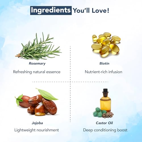 Botanic Hearth 100% Pure Rosemary Oil For Hair Growth | Infused with Biotin, Jojoba & Castor Oil | Hair Oil Repairs Dry Damaged Hair, Strengthening, Healthier - Hair Tonic, 6.7 fl oz - Pack of 2