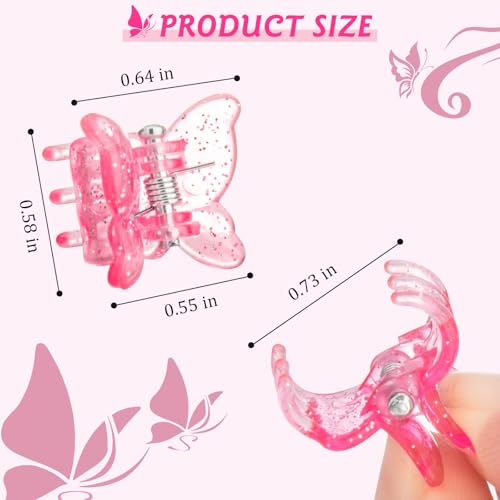 Glitter Mini Butterfly Hair Clips, Sparkly Colorful Hair Accessories for Girls and Women - 90s Y2K Cute Small Hair Claw Clips, 10 Assorted Colors, Set of 100 (Glitter)
