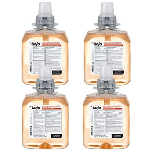 GOJO Luxury Foam Antibacterial Handwash, Fresh Fruit Fragrance, 1250 mL Foam Hand Soap Refill FMX-12 Push-Style Dispenser (Pack of 4) ? 5162-04