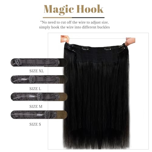 Munx Halos Wire Hair Extensions Real Human Hair Black Wire Extensions with Transparent Lines Natural Black Secret Halos Human Hair Extensions Invisible Black Hair Extensions for Women 80G 16""