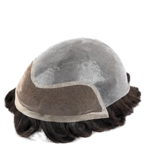 Toupee for Men Hair Pieces 10x8" Toupee Hollywood Human Hair Replacement System for Men Prosthesis Hair Patch BIO Units Breathable Lace with PU System (#2 Dark Brown)