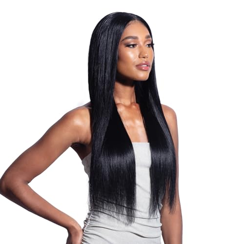 Shake-N-Go Virgin Remy Hair Weave Glossy 3 Bundles Straight 16" 18" 20" (Color:NATURAL BLACK)