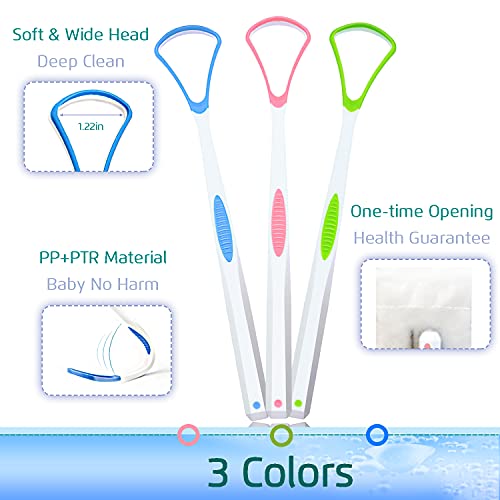 4PCS Tongue Scraper, Stainless Steel Tongue Cleaners, 100% BPA Free Fresher Tongue Tools, Healthy Oral Hygiene Brushes, Medical Grade Reusable Stainless Steel, Eliminate Bad Breath