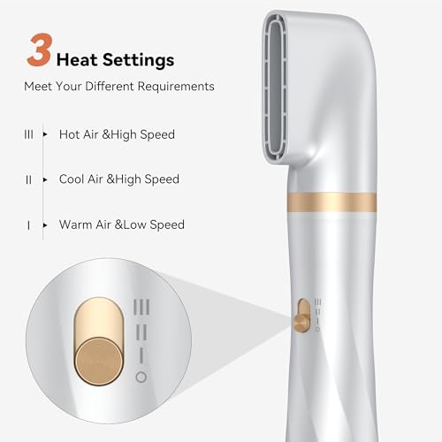 5 in 1 Blow Dryer Brush,110-120V Hair Dryer Brush, Fast Drying & 3 Adjustable Temperatures Hot-Air Hair Brushes, Detachable Hot Air Styler Set for Curling/Volumizing/Straightening/Styling (White Gold)