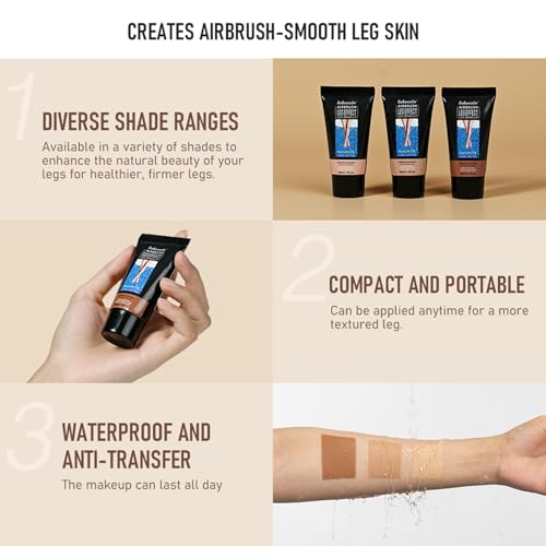 Waterproof Leg Makeup No Transfer,Full Coverage Body Concealer for Legs, Vein Cover-Up Cream, Even Skin Tone, Natural Tan Finish, Instant Tanning Flawless Legs,Body Foundation (#02 MEDIUM GLOW, 30ML)