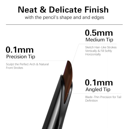 Microblading Eyebrow Pencil, Eyebrow Retractable Definer Pencil, Long Lasting Eye Brow Pencil, Angled Precision Tip, 0.1MM Ultra Slim Eyebrow Makeup, Waterproof, Smudgeproof (05 DEEP BROWN)