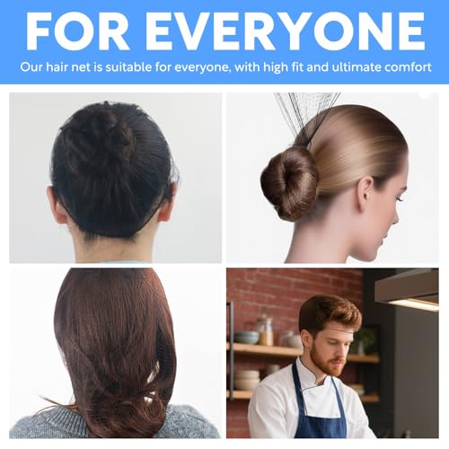 154Pcs Hair Net Black Set - 24 inches Invisible Elasticity Elastic Mesh Nylon Hair Net 144 Pcs - Kitchen Food Service Worker, Ballet Bun,with 10pcs U Shaped Hair Pins 2.4inch