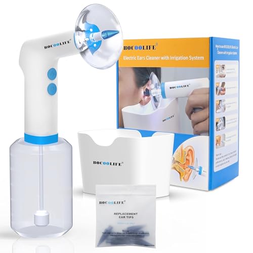 BOCOOLIFE Electric Ear Wax Removal Kit ? Water Flushing Irrigation System Ears Flush Cleaner Powered Cleaning 4 Pressure Settings, Safe & Effective Ear Cleaning for Adults, Includes 5 Tips