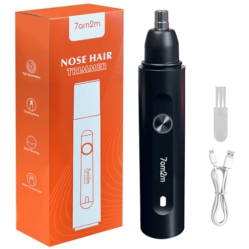 7AM2M Personal Care Electric Nose and Ear Hair Trimmer ? Rechargeable, 9000 RPM High-Speed Precision Cutting, Detachable Washable Blade, Portable Design Black