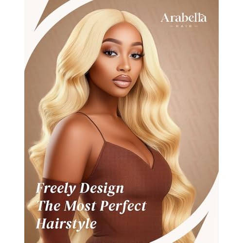 Arabella 613 Lace Front Wig Human Hair 13x4 Blonde Lace Front Wigs Human Hair 210% Density Body Wave 613 Frontal Wig Pre Plucked With Baby Hair (22inch, 613 13X4 body wave wig)