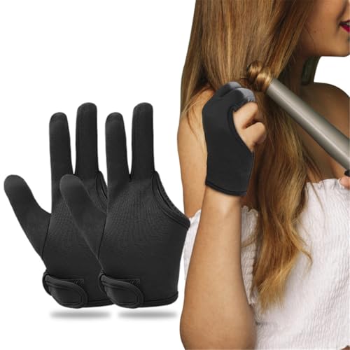 Heat Gloves for Hair Styling, 1 Pair Curling Iron Gloves Pro 3 Finger Barber Gloves Heat Resistant Hair Tools for Perming, Hair Straightening, Curling Wand and Flat Iron