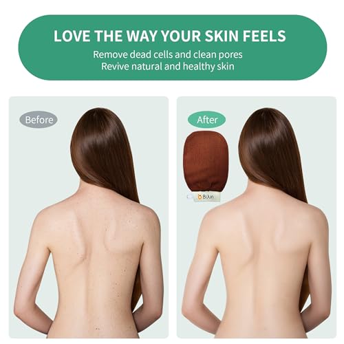 BiJun Exfoliating Glove Moroccan Kessa Scrub Exfoliating Gloves Deep Exfoliating Mitt Body Scrub Premium Scrub Wash Mitt Body Skincare at Home Shower or Bath Exfoliating Mitts for Dead Skin Remover