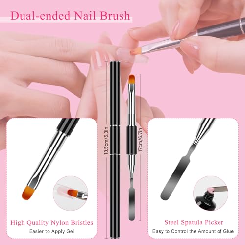 Nail Dual Forms for Poly Gel Set, 12 Styles 12 Sizes Nail Mold Extension Forms, 144Pcs Full Cover False Nail Tips, Duet System with 5pcs Nail Clips Nail Brush Nail Files Cuticle Trimmer