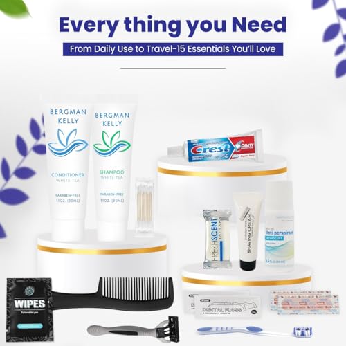 Trektote Travel Toiletry Kit For Men And Women ? 15 Piece Set of Travel Size Toiletries, TSA Compliant, Includes Shampoo And Conditioner, Body Wash, Toiletry Bag & More
