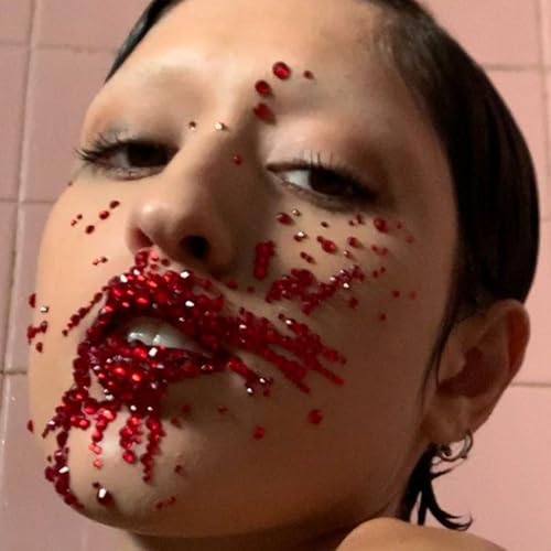 NOOEPC Red Face Gems Hair Gems, Self-Adhesive Face Jewels Eye Jewels Rhinestones 3/4/5/6 mm DIY Face Gems Stick on, Rhinestones Gems Rave Accessories for Face Eyes