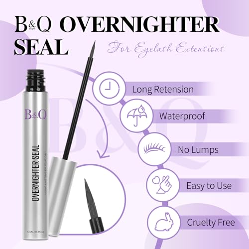 Lash Sealer 10ML Lash Sealer for Cluster Lashes Black Lash Sealant for Eyelash Extensions Waterproof Lash Overnight Sealer(Black Seal 10ml)