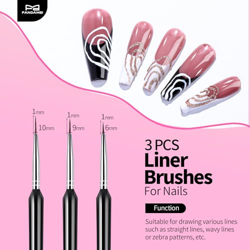 FANDAMEI Nail Art Brushes, Nail Brush Set With Nail Stand, Nail Holder For Painting Nails, Nail Art Tools, Nail Design Tools, 11PCS Nail Brushes For Nail Art, 5PCS Nail Dotting Tool, Nail Art Palette