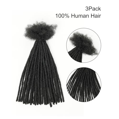 100% Human Hair Pencil Dreadlocks Extensions for Women/Men/Kids DIY on Clearance - 10inch Small Size 0.4cm Thin Locs - Natural Black - 3 Packs (90 Strands)