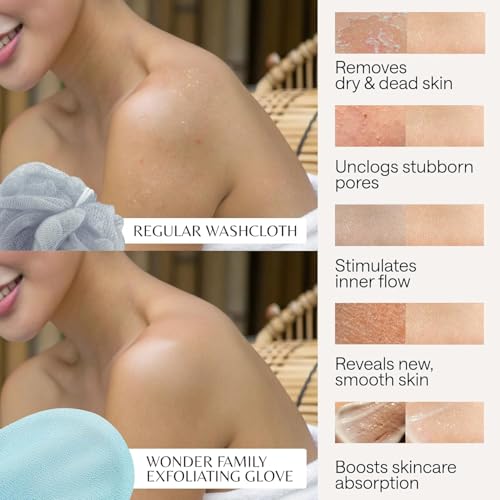 Korean Exfoliating Glove for Shower ? Deep Body Scrubber & Face Exfoliator ? Shower Gloves ? Tan Remover Washcloth, Smooth Skin & Body Exfoliating Mitt ? Loofah Wash Cloth Alternative
