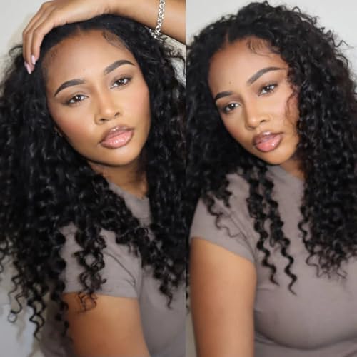 Deep Wave Knotless Pre-Separated Crochet Hair Extensions Human Hair Loose Wave Crochet Hair Natural Black Machine Made Feather Human Hair Extension 18inch 120g