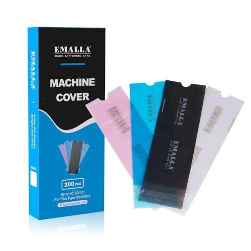 Emalla Large Tattoo Machine Covers, 200Pcs Sealable Tattoo Pen Sleeves Pink Machine Bags 2.5" x 7.1" Pen Covers Upgrader Material Disposable Pen Bags for Tattoo Supplies