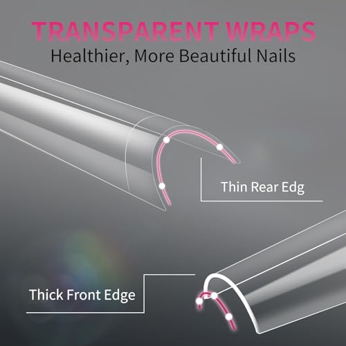 krofaue 600PCS Half Cover Coffin Nail Tips - Acrylic Nail Tips 12 Size Clear False Nails Tips with Box for Nail Salons and Home DIY (Clear)