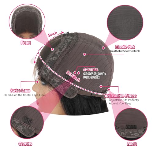 Lace Front Wigs Human Hair 22 Inch Straight 13x4 HD Transparent Lace Frontal Wigs Pre Plucked With Baby Hair 180% Density Brazilian Virgin Hair Wigs