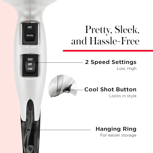 REVLON Infrared Hair Dryer with Diffuser & Concentrator - Ionic Ceramic Blow Dryer for Frizz Control, Shine, Soft Hair & Moisture Protection - 1875W Professional Salon-Quality (White)