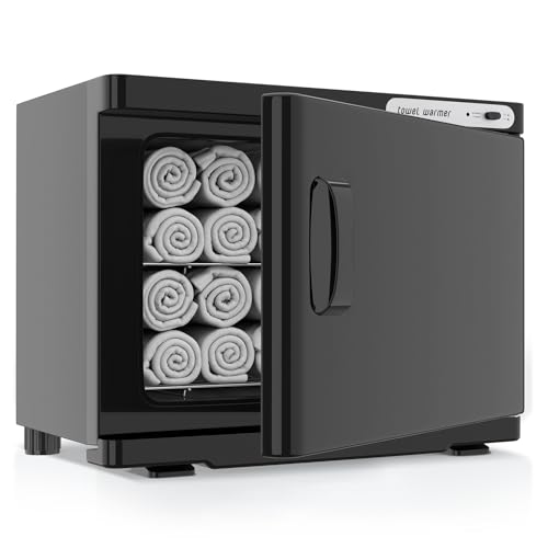Towel Warmer Cabinet, 23L Large Hot Bath Towel Warmer Heating Use for Facial Spa, Hair Beauty, Salon Equipment and Home- Black