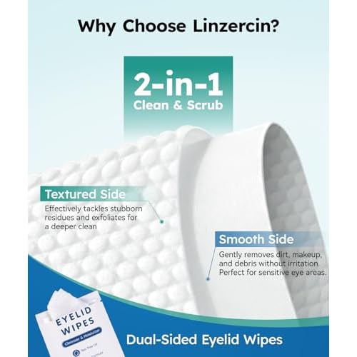 Eyelid Cleansing Wipes for Dry Eye & Blepharitis, Tea Tree Oil Hypoallergenic Eye Wipes for Sensitive Itchy Eyes, Individually Wrapped Eyelid WipesTravel Essentials (30 Count)