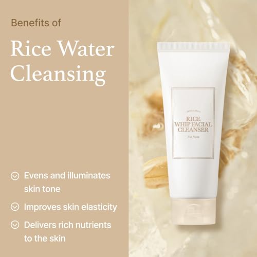 I'm From Rice Whip Facial Cleanser Set - Travel Kit With Face Wash 5.07 fl oz & Toner 1.01 fl oz, Low-pH Rice Water Cleanser for Sensitive, Dry Skin