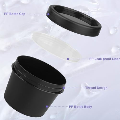 Travel Containers for Toiletries 3.4oz 9 Pack TSA Approved Plastic Cream Jars Wide-mouth Cosmetic Pot Jars with Lids Leak Proof Travel Size Containers for Makeup Face Cream(Black)