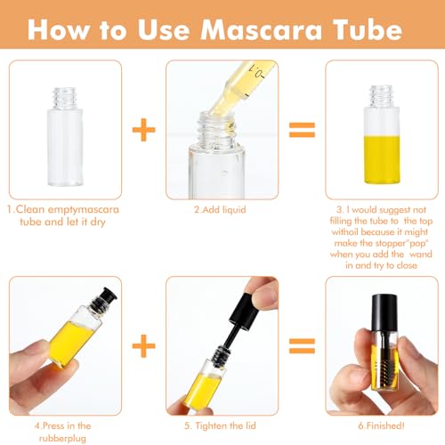 27Pcs Empty Mascara Tube with Eyelash Wand,3ml Mascara Tubes Empty for Castor Oil,Mini Eyelash Cream Container Bottle Eyelash Growth packing Tube,for Home and Travel